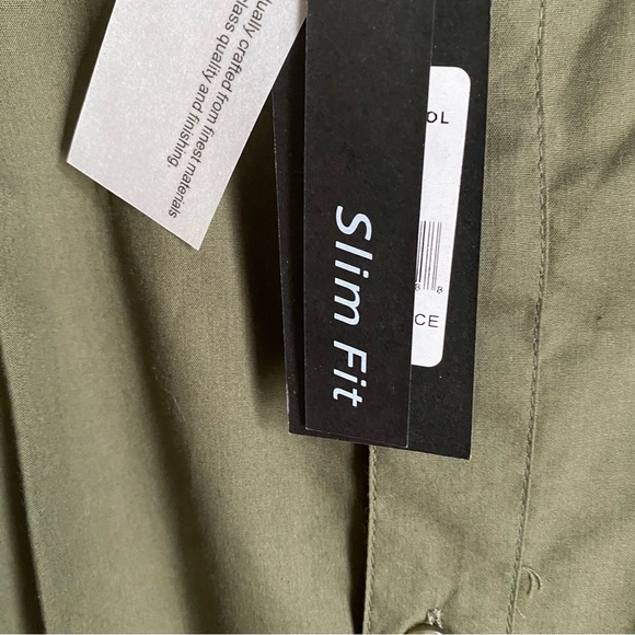 NWT Lot of 2 Galaxy Mens Navy & Olive Green Short Sleeve Button Up Shirt 5XL - Picture 4 of 11